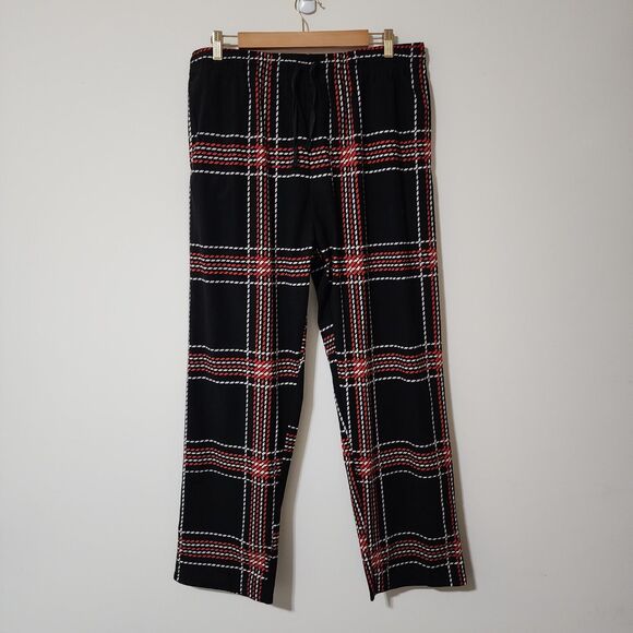 Royal Class Other - Royal Class Aldi Mens Fleece Pajama Pants Plaid Black Red Polyester Pockets Sz L